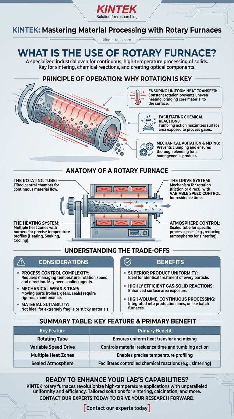 Wozu dient ein Drehrohrofen? Erzielen Sie eine unübertroffene Prozessgleichmäßigkeit für Ihre Materialien Visuelle Anleitung