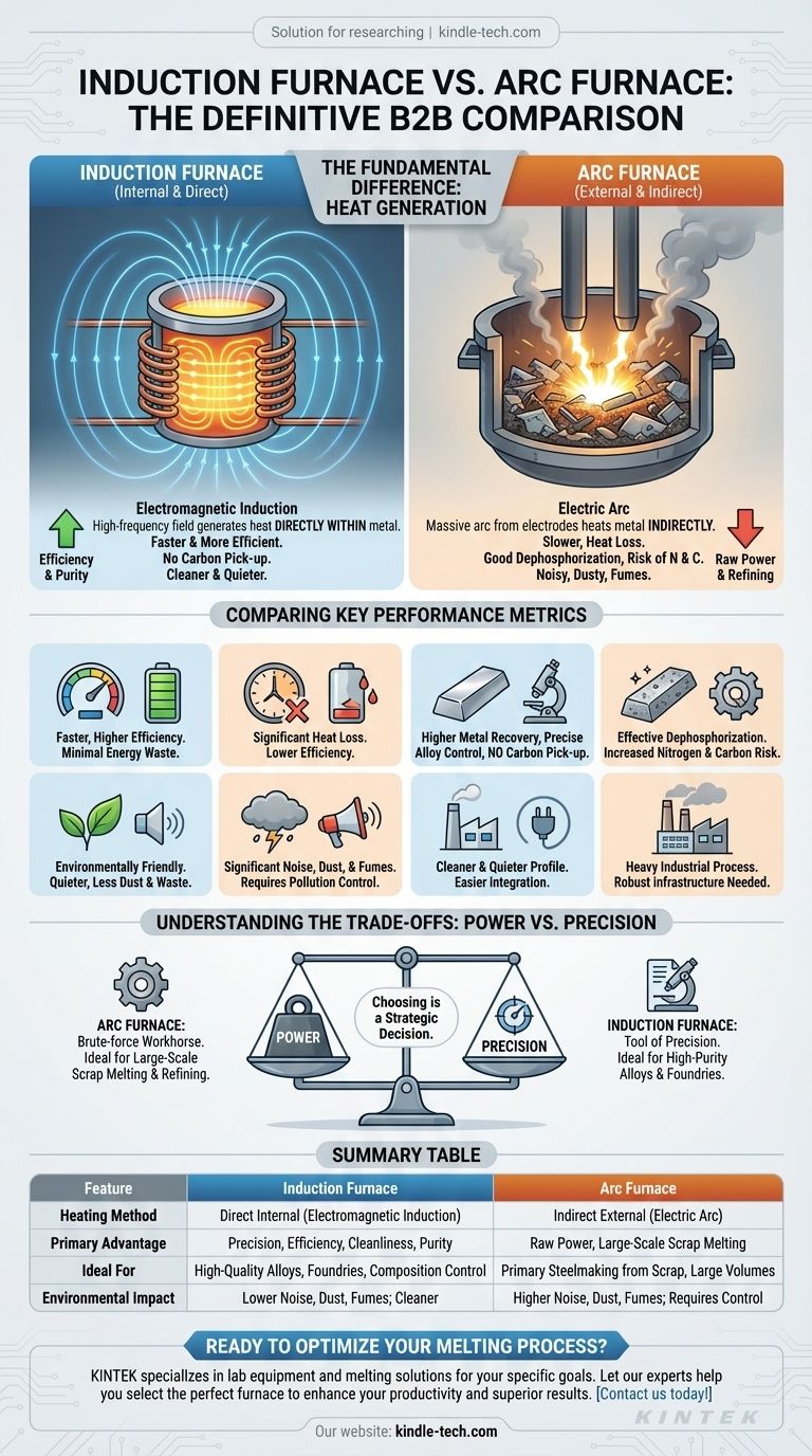 What is the difference between an induction furnace and an arc furnace? Choosing the Right Melting Technology Visual Guide