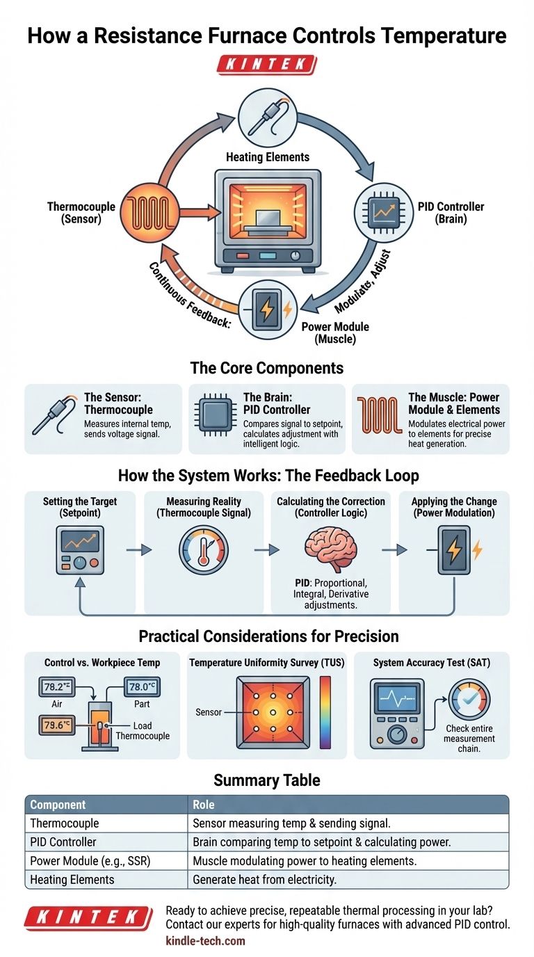 How do you control the temperature of a resistance furnace? Achieve Precise Thermal Control for Your Lab Visual Guide