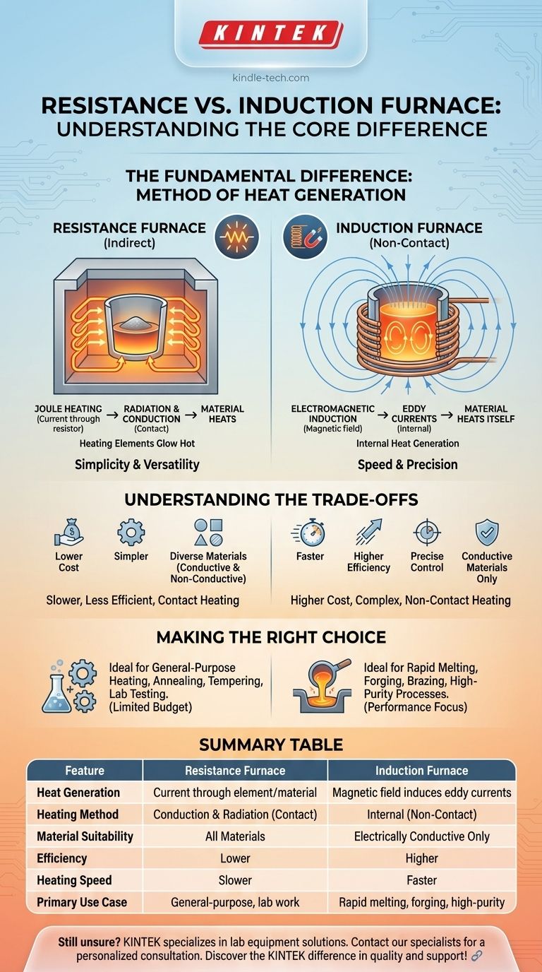 Was ist der Unterschied zwischen einem Widerstandsofen und einem Induktionsofen? Wählen Sie die richtige Heiztechnologie Visuelle Anleitung