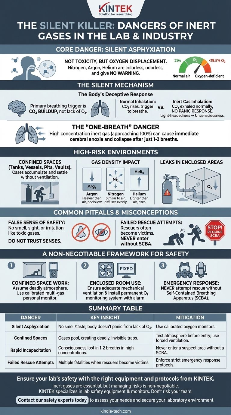 ما هي المخاطر المحتملة عند العمل مع الغازات الخاملة؟ التهديد الصامت والقاتل بالاختناق دليل مرئي