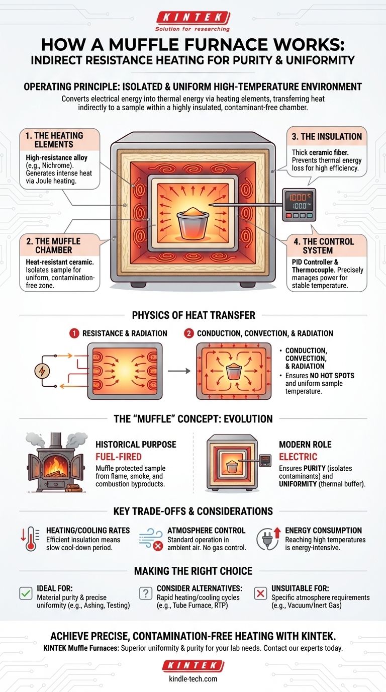 머플로의 작동 원리는 무엇인가요? 순수하고 균일한 고온 처리 달성 시각적 가이드