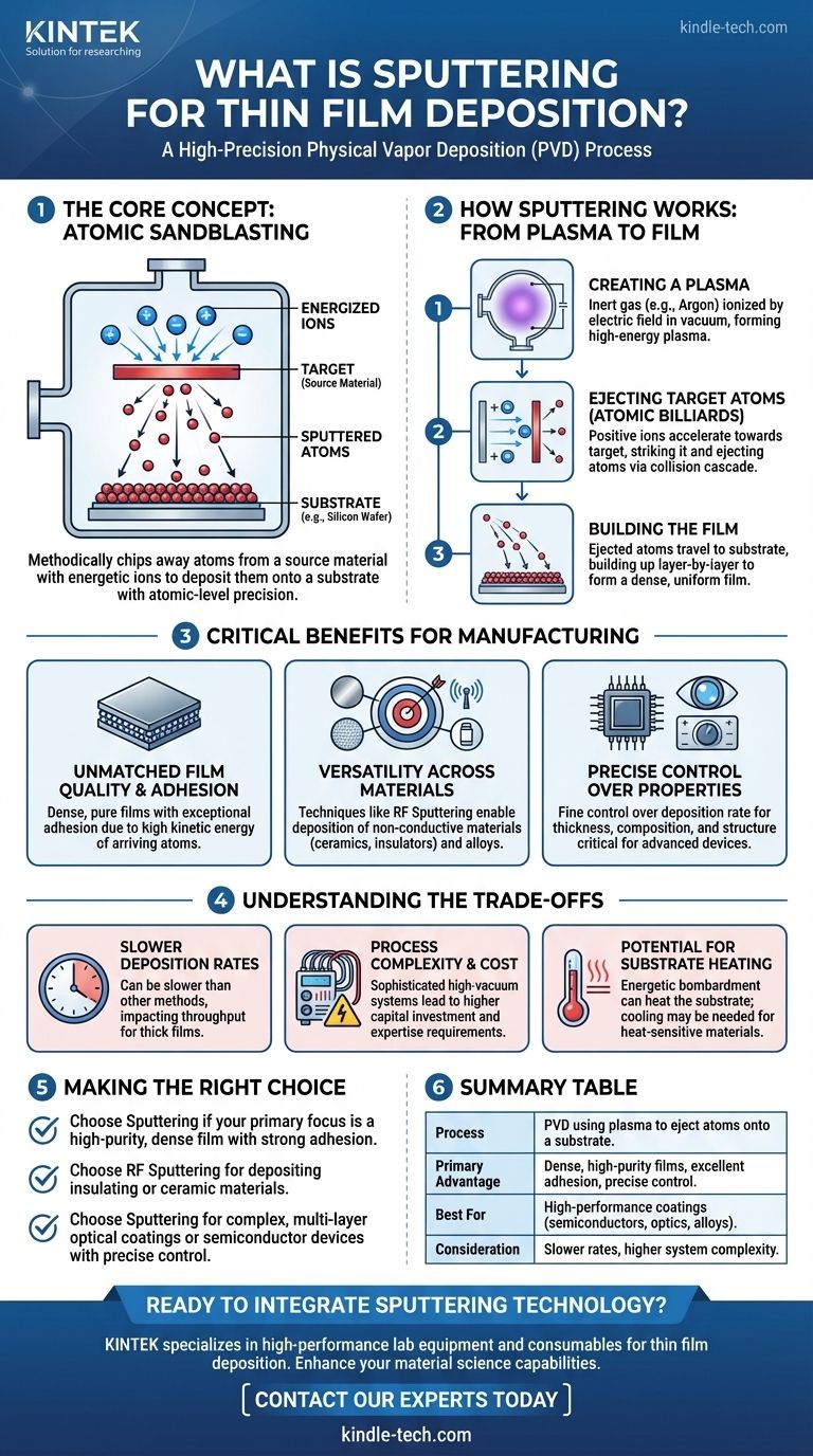 Cos'è lo sputtering per la deposizione di film sottili? Una guida alla tecnologia di rivestimento ad alte prestazioni Guida Visiva
