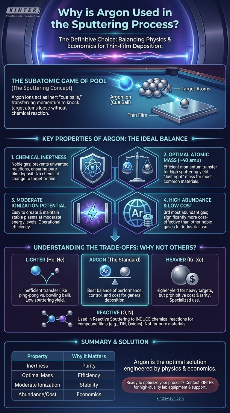 Pourquoi l'argon est-il utilisé dans le processus de pulvérisation cathodique ? L'équilibre parfait entre la physique et l'économie Guide Visuel