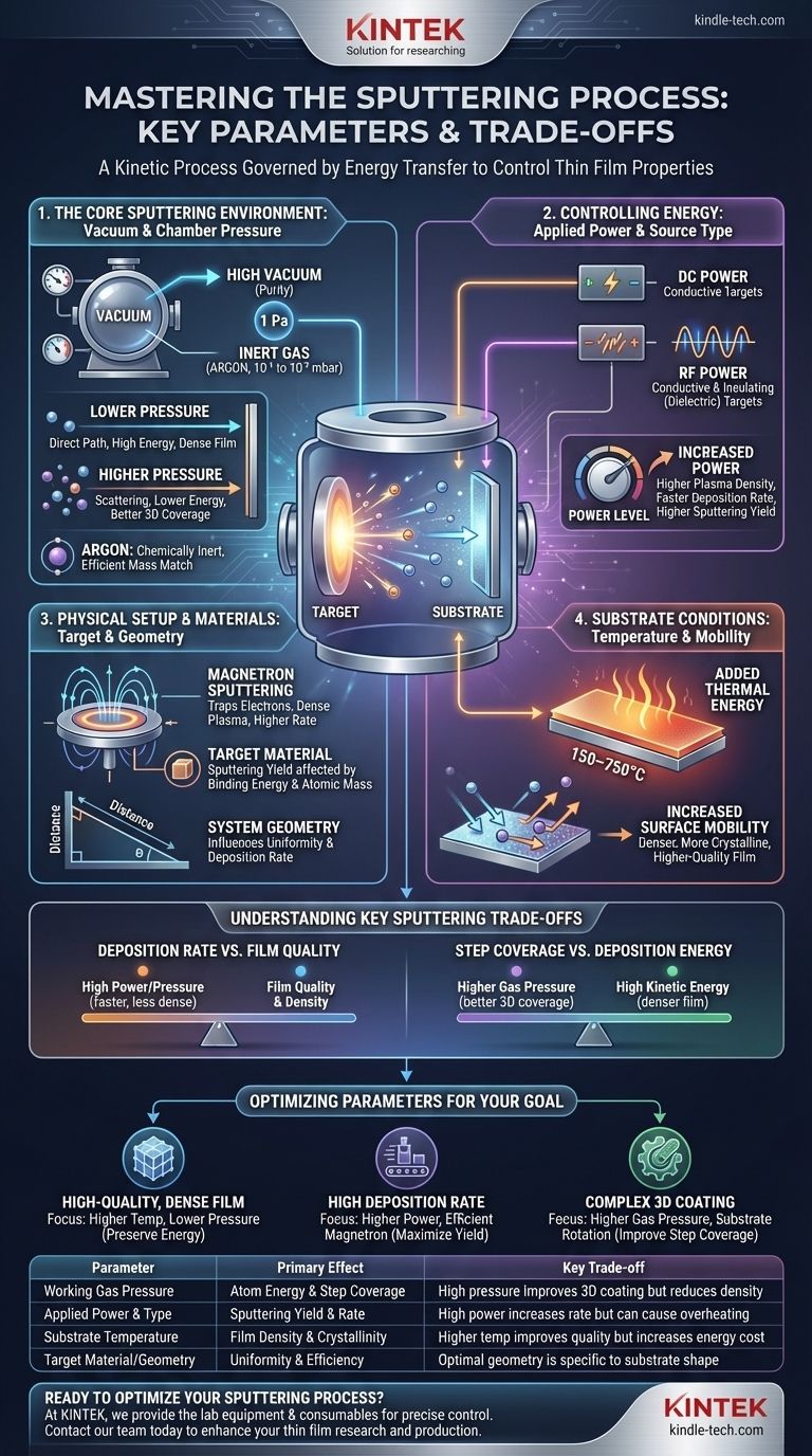 Quali sono i parametri importanti che influenzano il processo di sputtering? Padroneggiare il controllo della deposizione di film sottili Guida Visiva