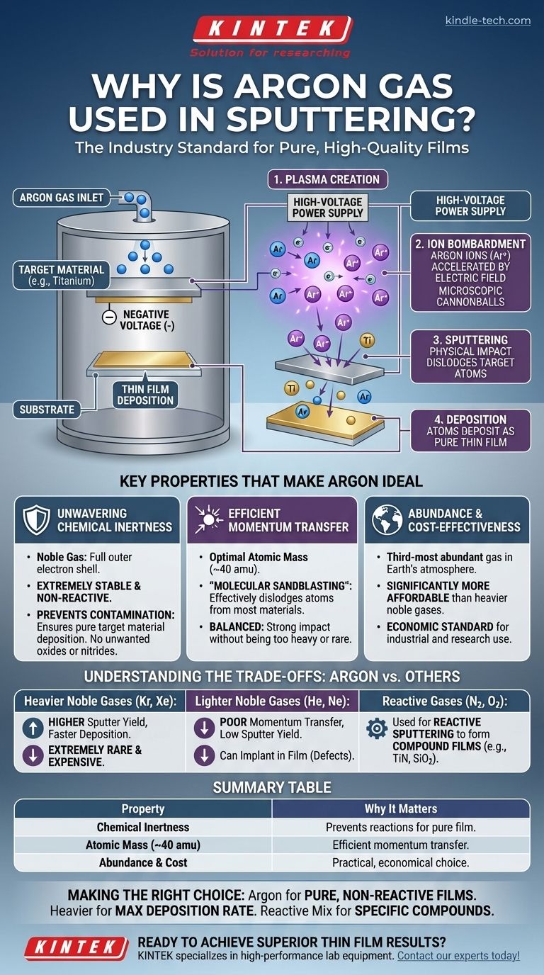 Warum wird Argongas beim Sputtern verwendet? Für die Abscheidung von hochreinen, effizienten Dünnschichten Visuelle Anleitung