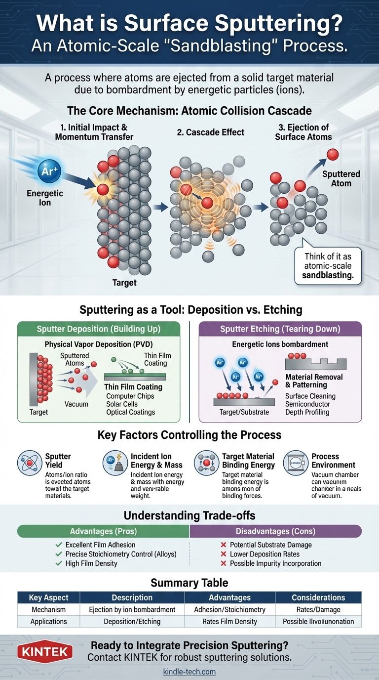 Cos'è lo sputtering superficiale? Una guida alla deposizione e incisione di film sottili di precisione Guida Visiva