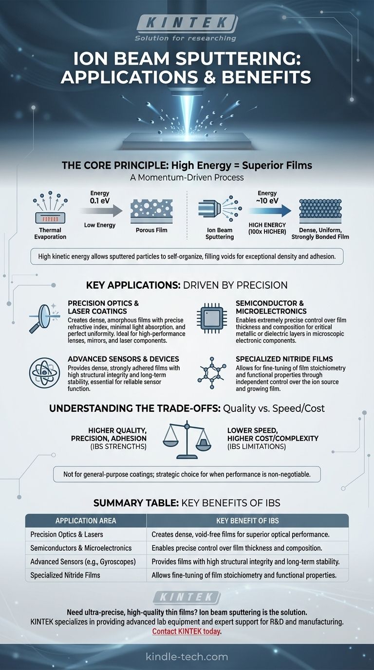 イオンビームスパッタリングの用途は何ですか？要求の厳しい用途向けに比類のない薄膜品質を実現 ビジュアルガイド