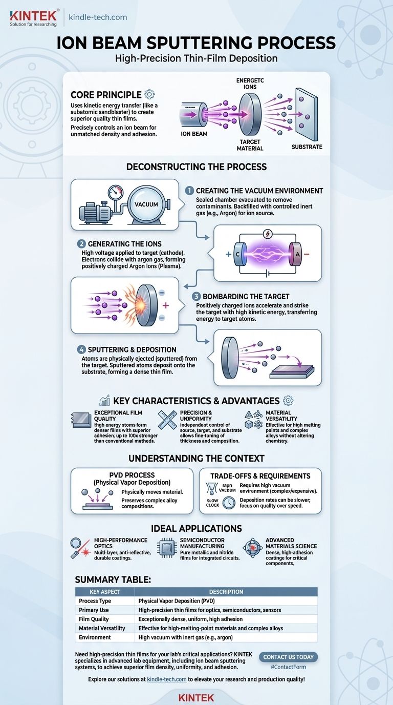 Qual é o processo de pulverização catódica por feixe de íons? Obtenha qualidade superior de filme fino para aplicações de alta precisão Guia Visual