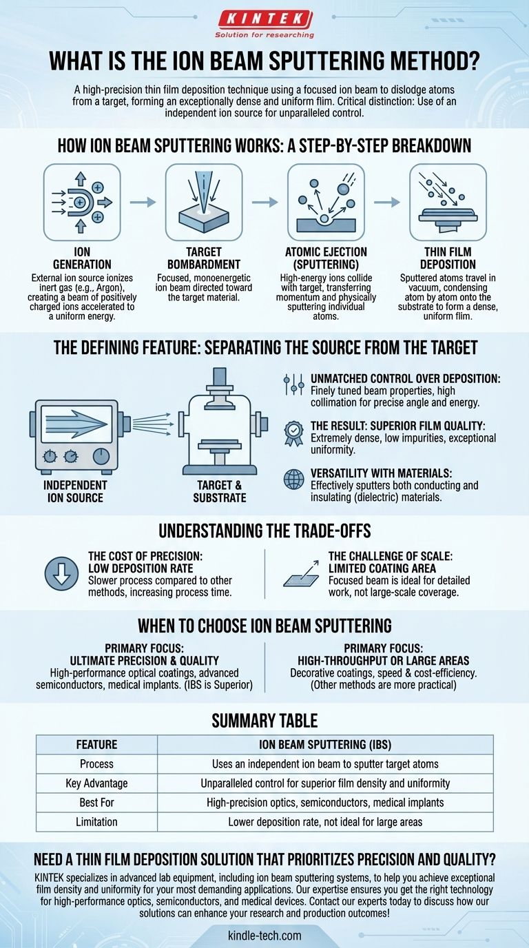 Was ist die Ionenstrahlzerstäubungsmethode? Erzielen Sie unübertroffene Präzision bei der Dünnschichtabscheidung Visuelle Anleitung
