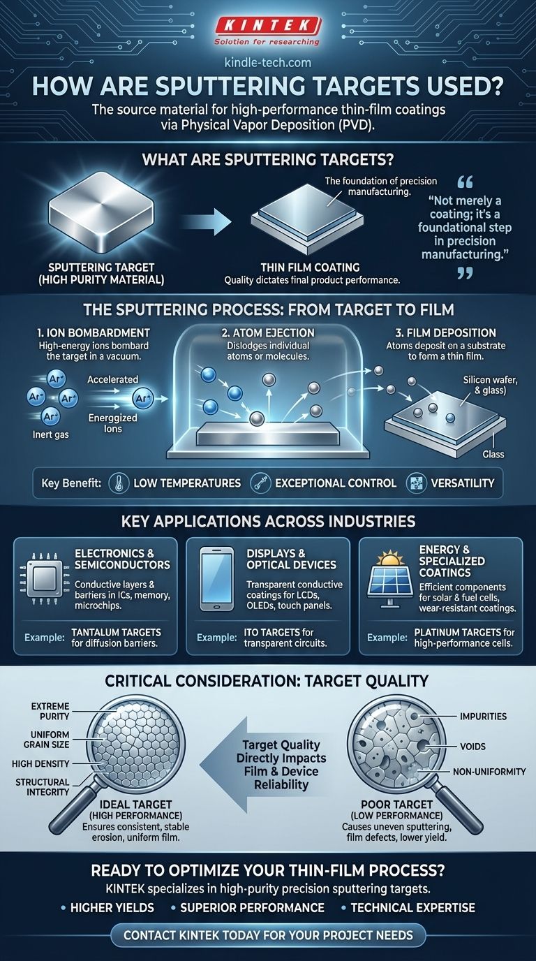 كيف تُستخدم أهداف الرش (Sputtering Targets)؟ حقق طلاءات رقيقة فائقة الجودة لمنتجاتك دليل مرئي