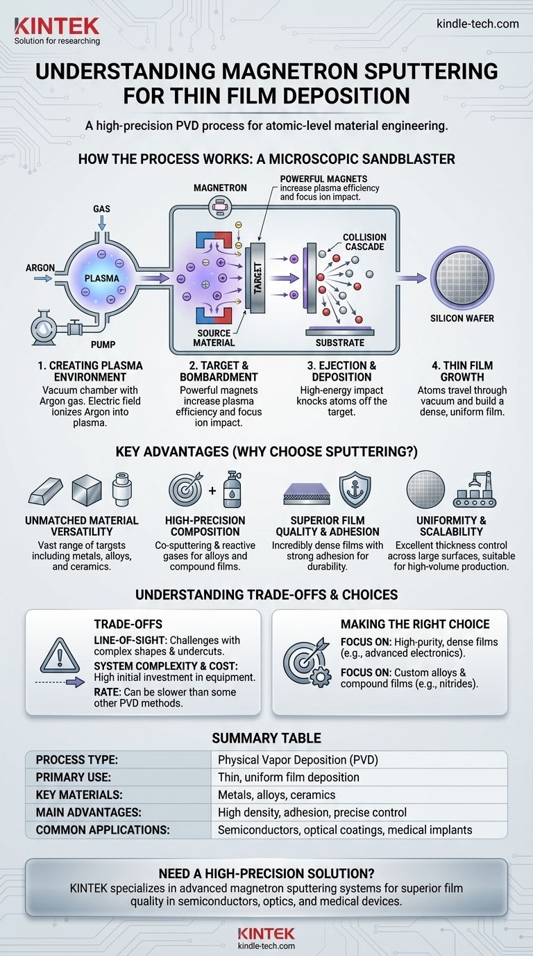 ما هو ترسيب الأغشية الرقيقة بالرش المغنطروني؟ دليل للطلاء عالي الدقة دليل مرئي