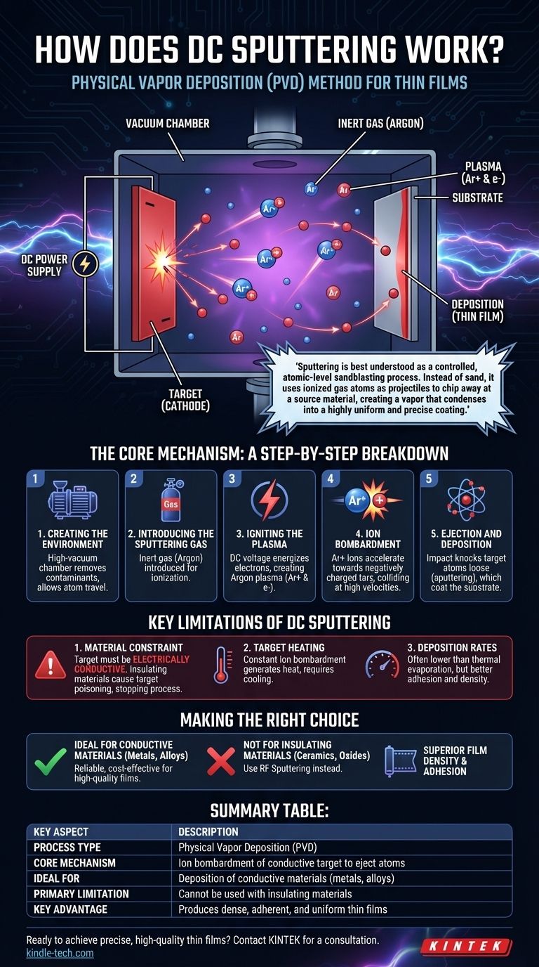 ¿Cómo funciona la pulverización catódica de CC? Una guía para la deposición de películas delgadas conductoras Guía Visual