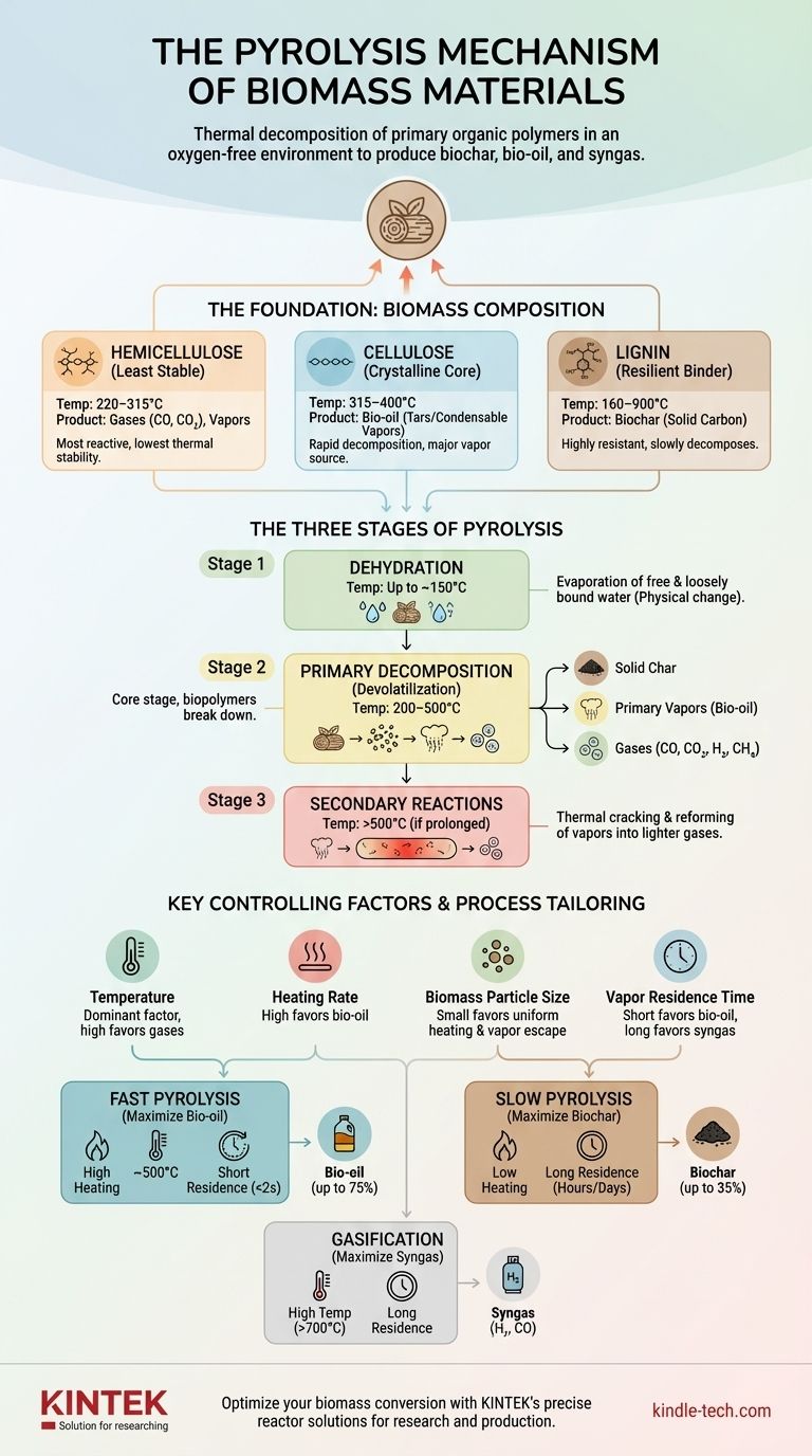바이오매스 재료의 열분해 메커니즘이란 무엇인가요? 바이오매스를 바이오 숯, 바이오 오일 및 합성 가스로 전환하는 방법에 대한 안내서 시각적 가이드