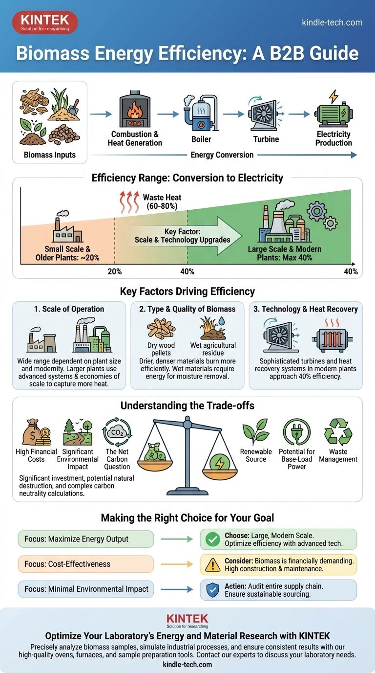 Wie hoch ist die Energieeffizienz von Biomasse? Das Verständnis des 20-40%-Bereichs für die Stromerzeugung Visuelle Anleitung