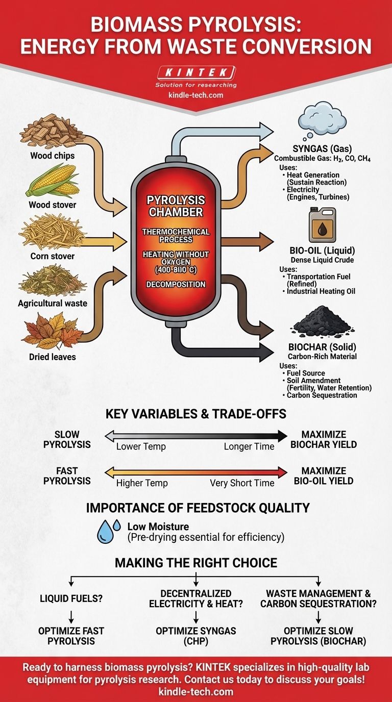 ما هي الطاقة الناتجة عن الانحلال الحراري للكتلة الحيوية؟ تحويل النفايات العضوية إلى غاز اصطناعي وزيت حيوي وفحم حيوي دليل مرئي
