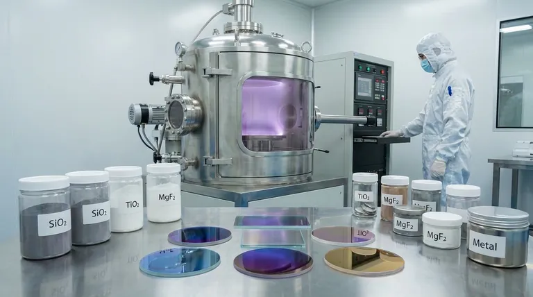 ما هي المواد المستخدمة في الطلاء البصري للأغشية الرقيقة؟ المواد الأساسية للتحكم الدقيق في الضوء