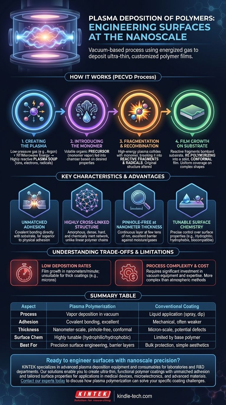 Cos'è la deposizione al plasma di polimeri? Una guida ai rivestimenti ultra-sottili e conformi Guida Visiva