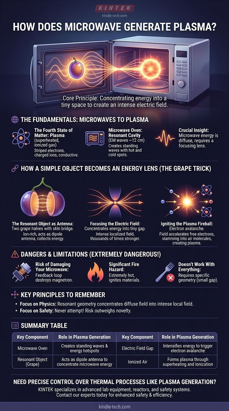 電子レンジはどのようにプラズマを生成するのか？エネルギー集中の物理学を解き明かす ビジュアルガイド