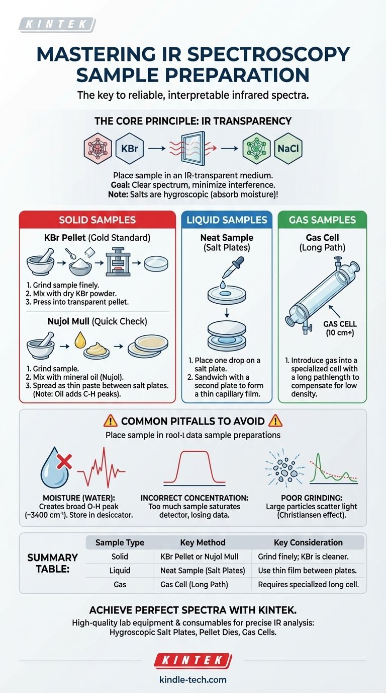 Wie bereitet man Proben für die Infrarotspektroskopie vor? Beherrschen Sie Feststoff-, Flüssigkeits- & Gas-Techniken Visuelle Anleitung