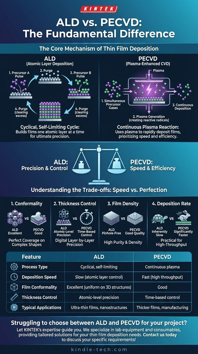 Quelle est la différence entre l'ALD et le PECVD ? Choisir la bonne méthode de dépôt de couches minces Guide Visuel