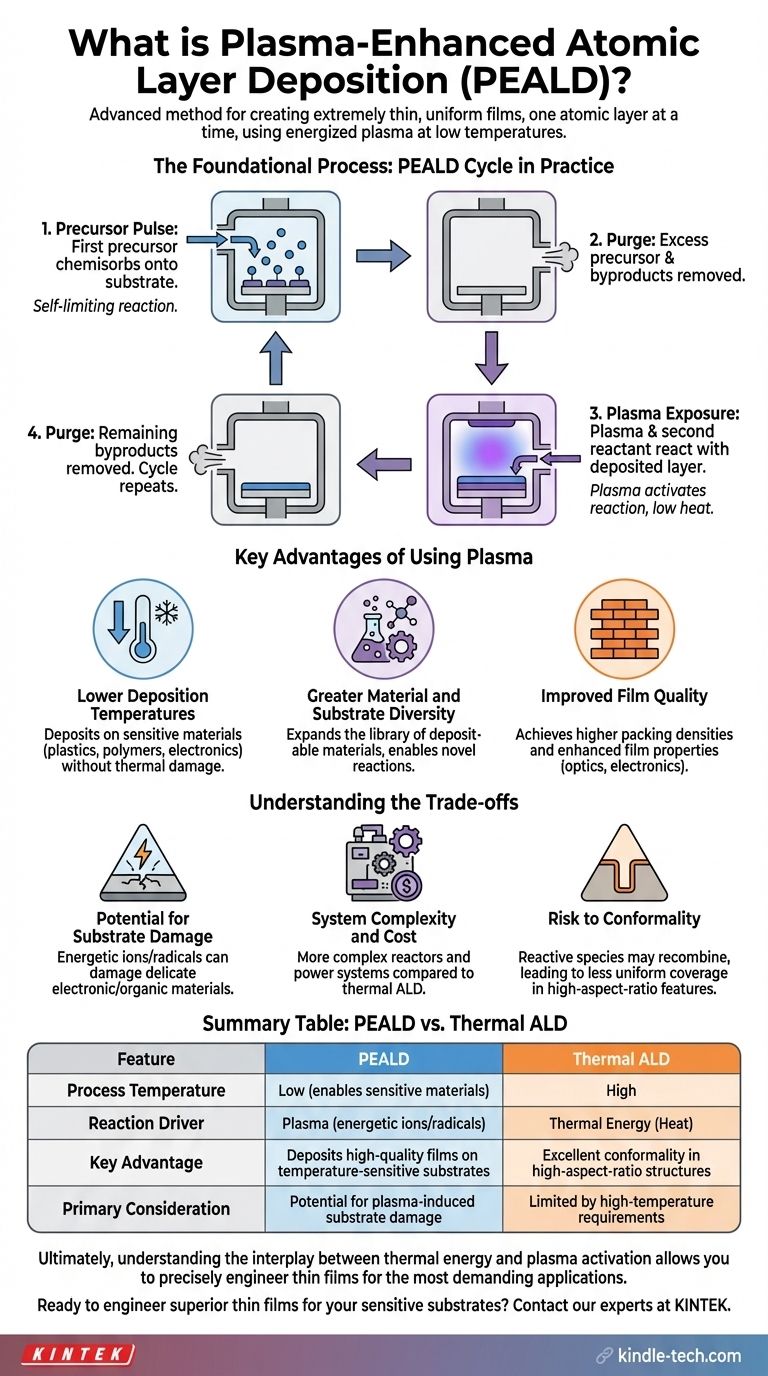 Was ist Plasma-unterstützte Atomlagenabscheidung? Erreichen Sie hochwertige Dünnschichten bei niedrigen Temperaturen Visuelle Anleitung