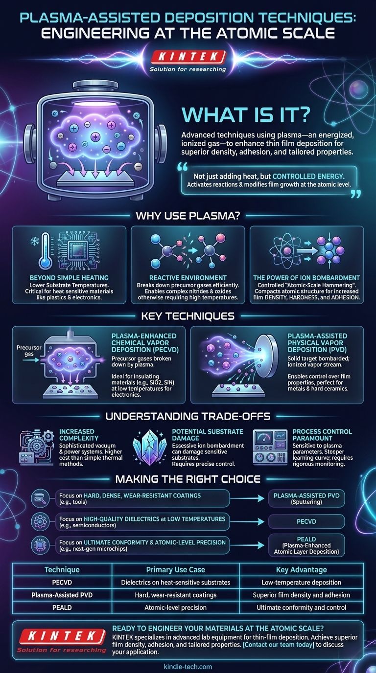 Qu'est-ce que les techniques de dépôt assisté par plasma ? Débloquez une ingénierie des couches minces supérieure Guide Visuel