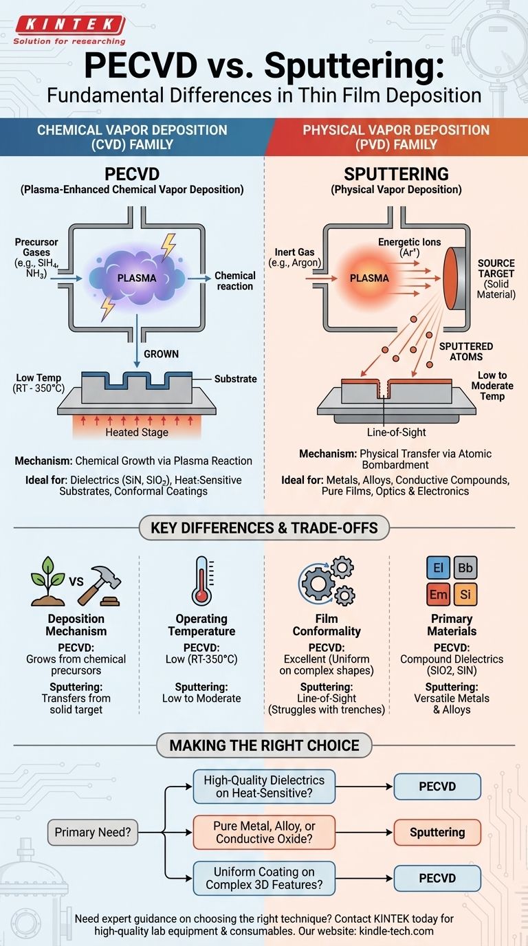 What is the difference between PECVD and sputter? Choose the Right Thin-Film Deposition Method Visual Guide