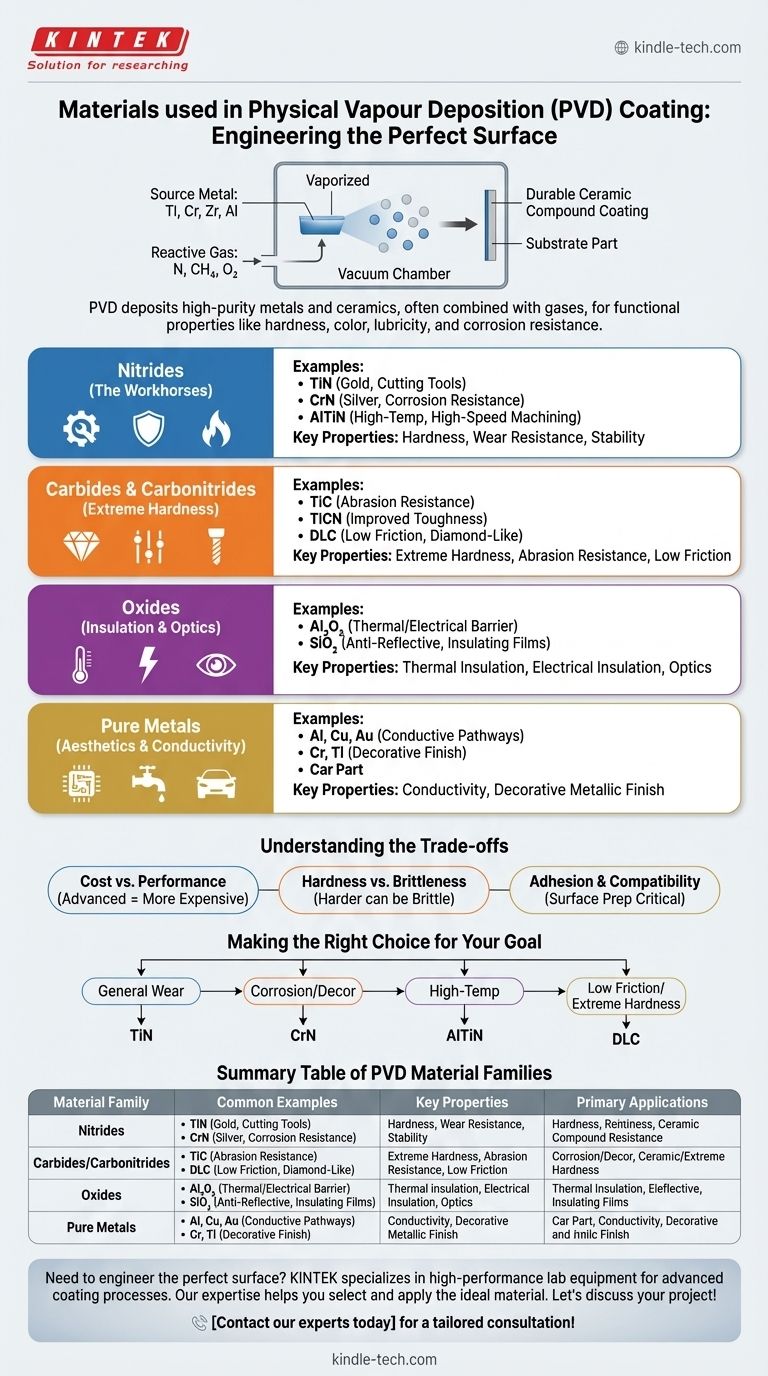 Quali sono i materiali utilizzati nei rivestimenti a deposizione fisica da vapore? Una guida a metalli, nitruri e altro ancora Guida Visiva