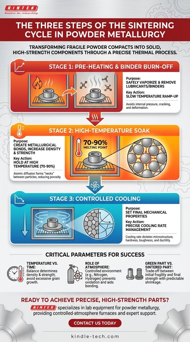 Was sind die drei Schritte des Sinterzyklus in der Pulvermetallurgie? Beherrschen Sie den Wärmebehandlungsprozess Visuelle Anleitung
