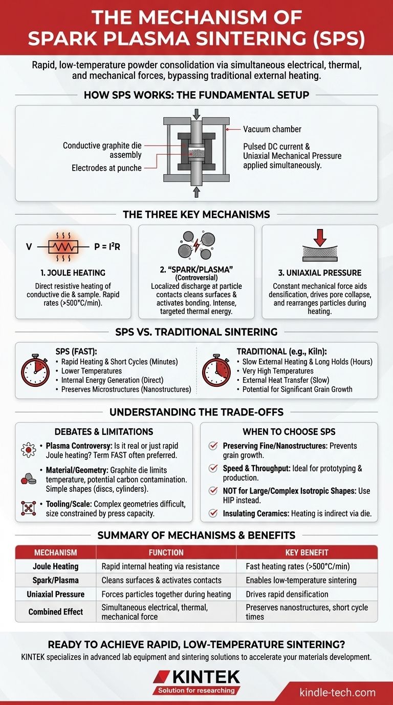 스파크 플라즈마 소결의 메커니즘은 무엇인가요? 빠르고 저온의 치밀화를 실현하세요 시각적 가이드