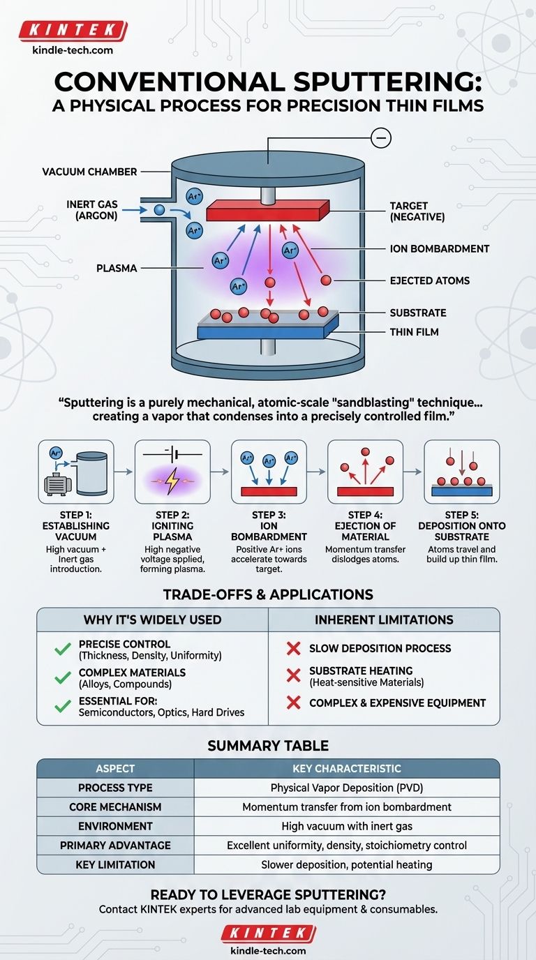 ¿Qué es el método de pulverización catódica convencional? Una guía para la deposición controlada de películas delgadas Guía Visual