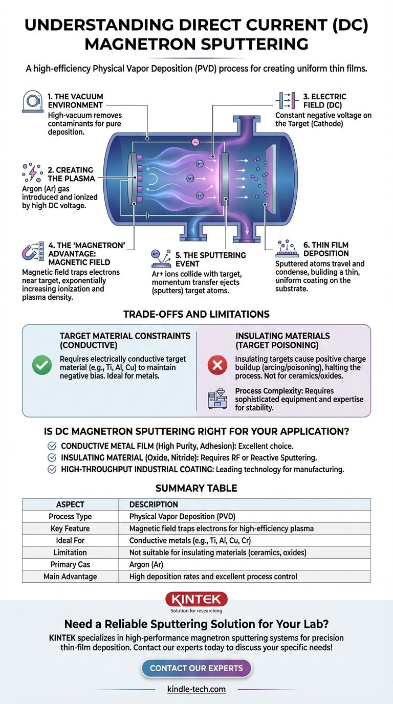 ما هو الترسيب بالرش المغناطيسي بالتيار المستمر؟ دليل لترسيب الأغشية الرقيقة عالية الجودة دليل مرئي