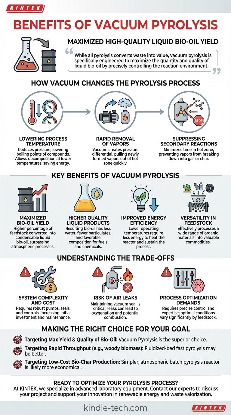 Quali sono i vantaggi della pirolisi sottovuoto? Massimizza la resa e la qualità del tuo bio-olio Guida Visiva