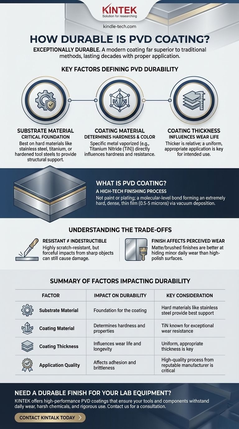Quelle est la durabilité du revêtement PVD ? Obtenez une résistance à l'usure de plusieurs décennies pour vos produits Guide Visuel