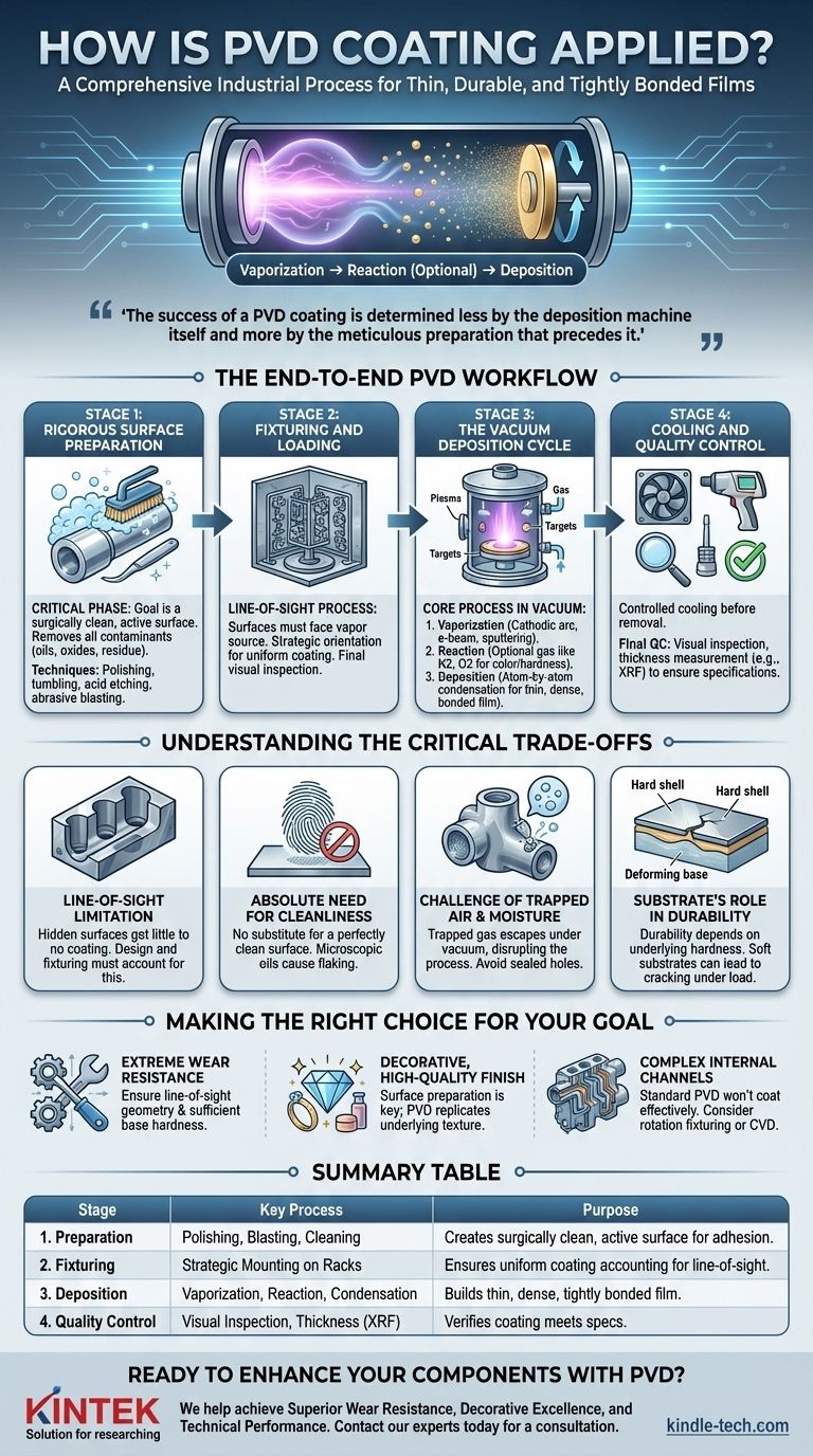كيف يتم تطبيق طلاء PVD؟ دليل خطوة بخطوة لعملية الترسيب الفراغي دليل مرئي