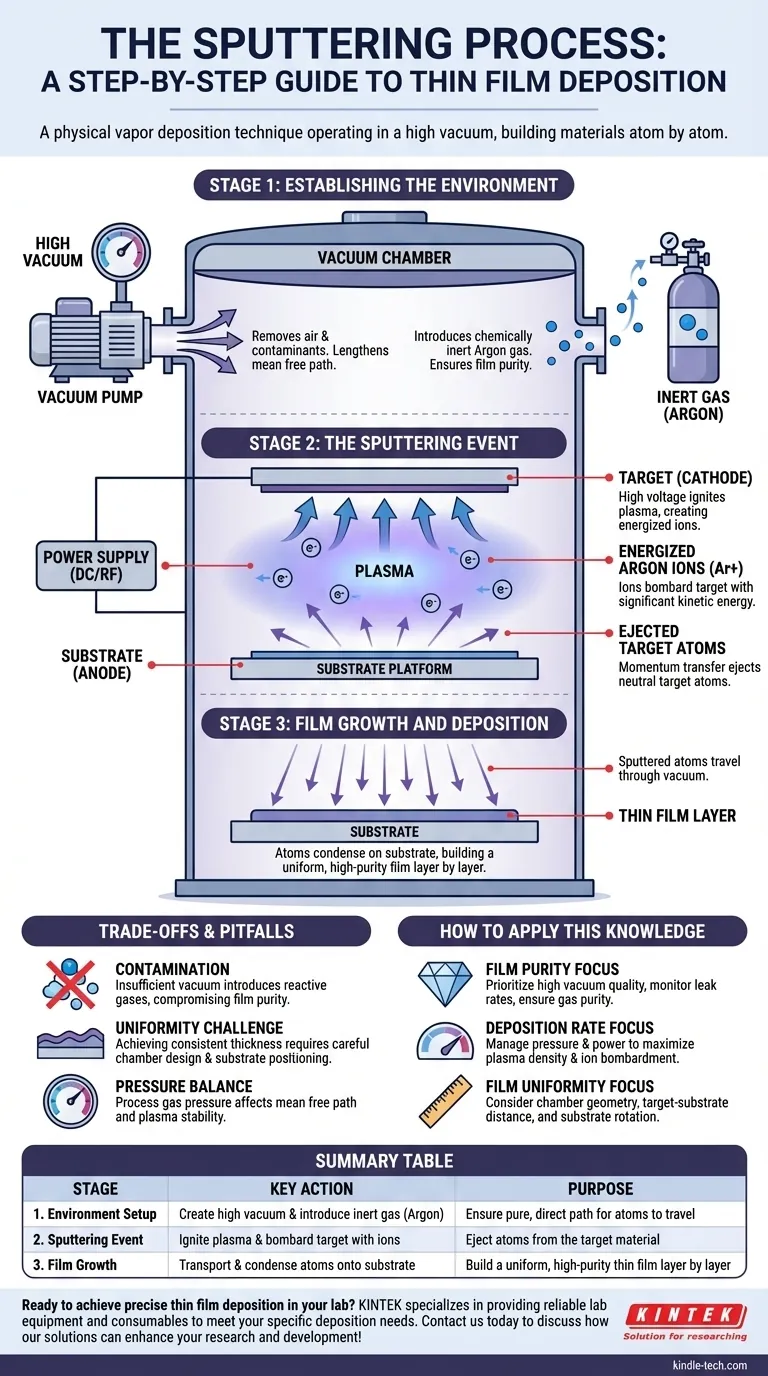 Quali sono le fasi del processo di sputtering? Una guida alla deposizione di film sottili Guida Visiva