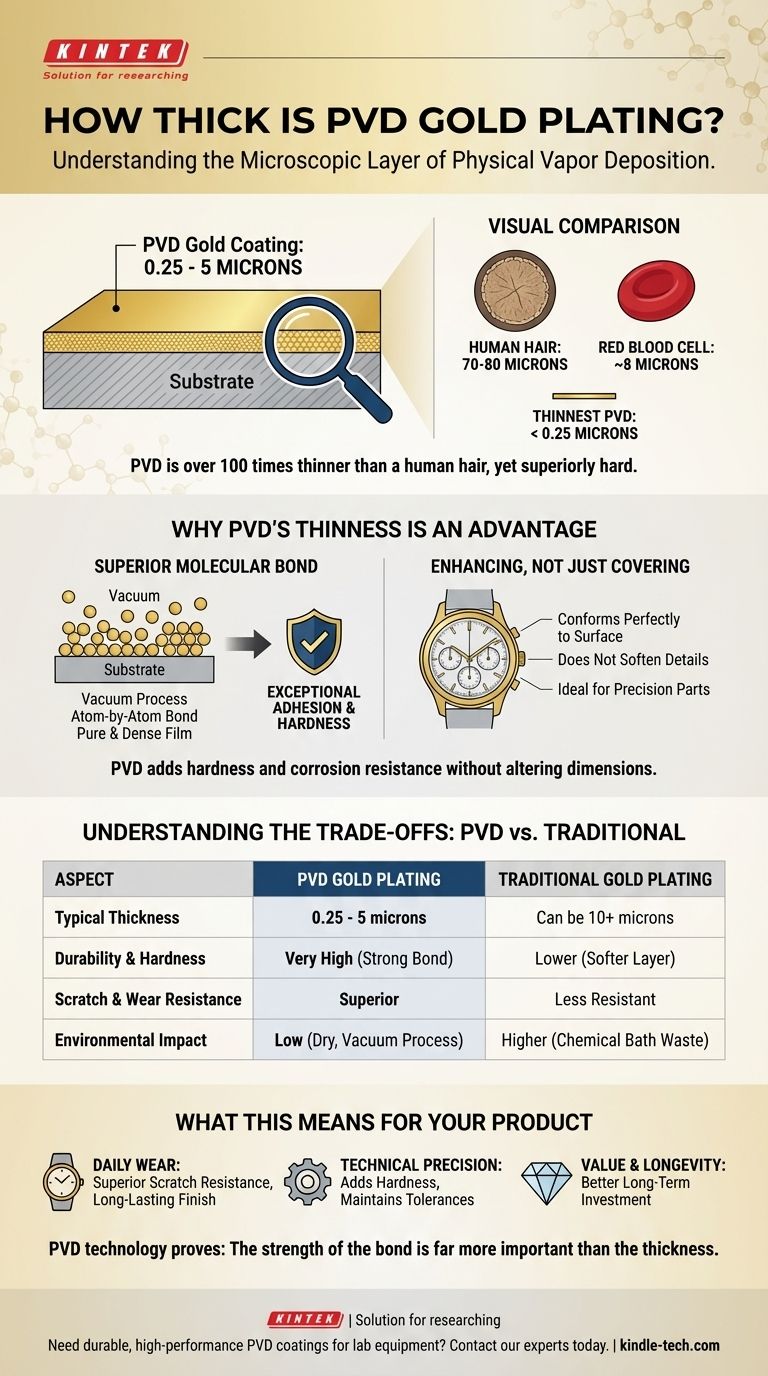 ما هو سمك طلاء الذهب بتقنية PVD؟ اكتشف قوة الطبقة المجهرية دليل مرئي