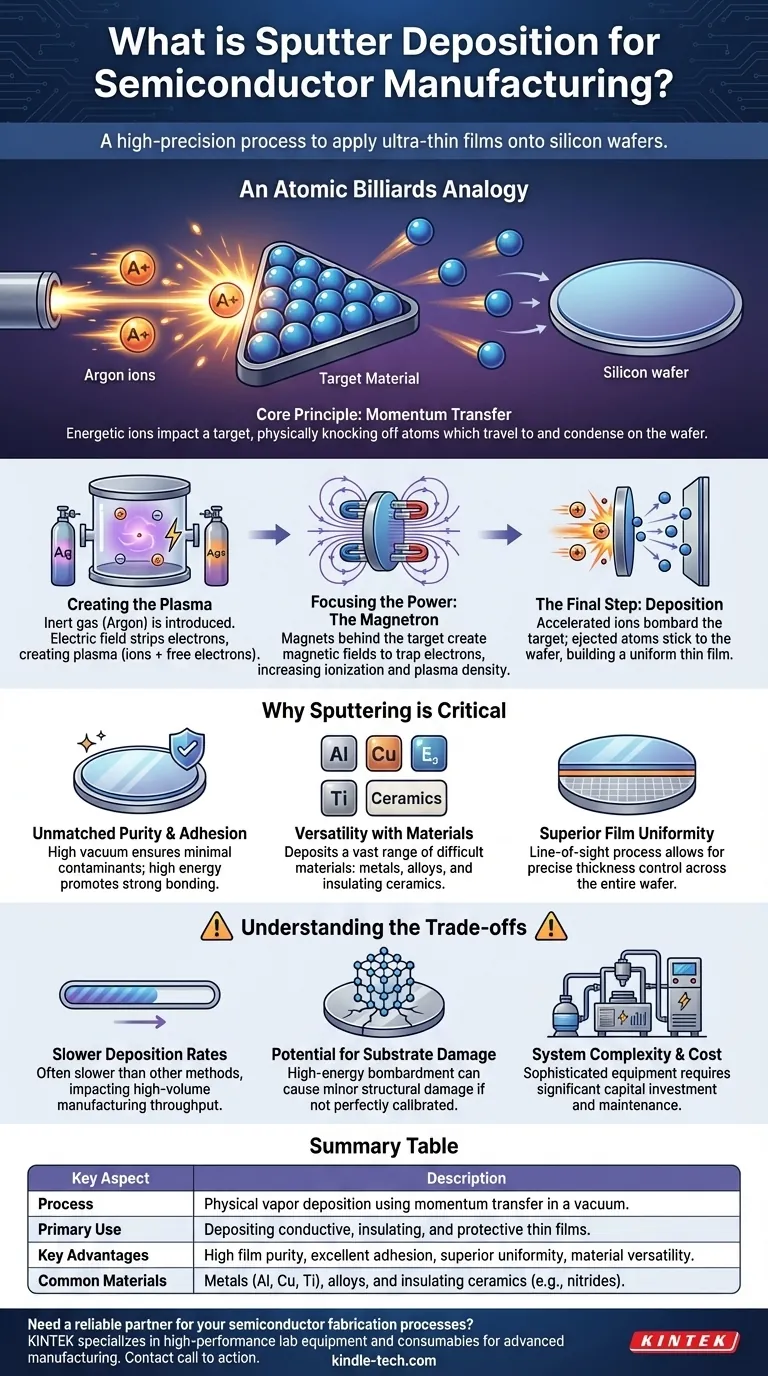 Was ist Sputterdeposition in der Halbleiterfertigung? Der Schlüssel zu hochpräzisen Dünnschichten Visuelle Anleitung