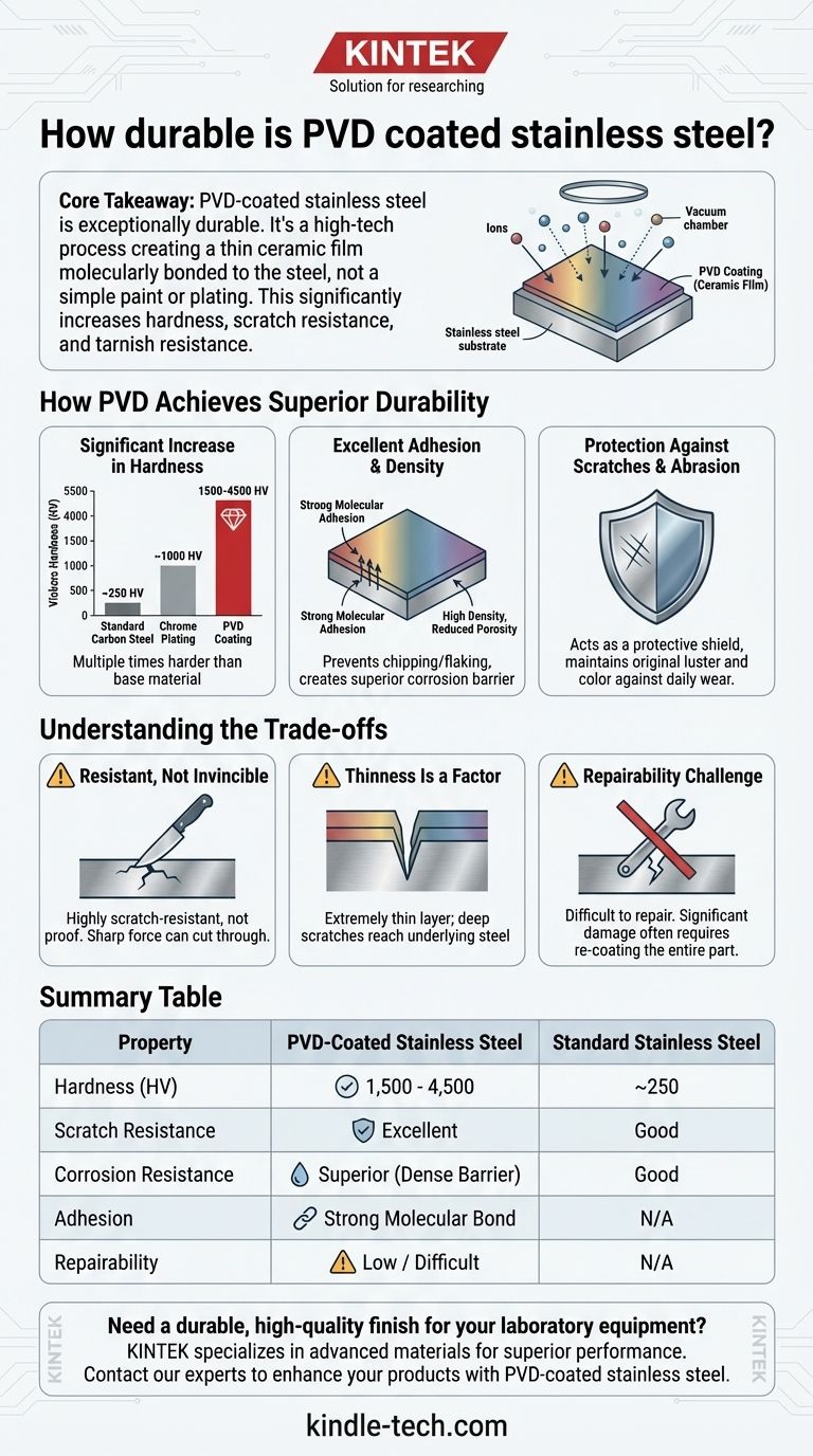 Quelle est la durabilité de l'acier inoxydable revêtu PVD ? Obtenez une résistance supérieure à l'usure et à la corrosion Guide Visuel