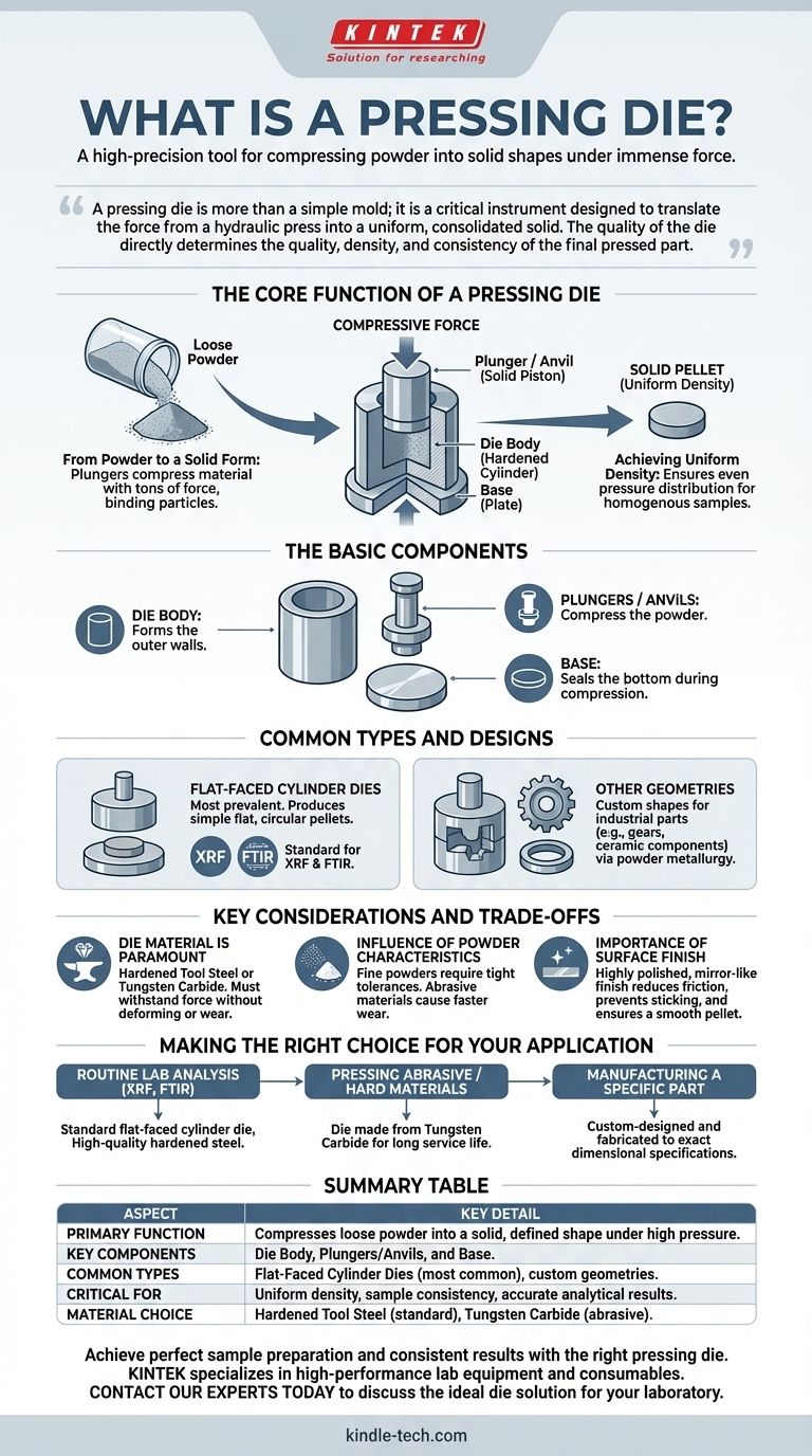 ما هو قالب الضغط؟ الأداة الدقيقة لتشكيل المسحوق إلى أقراص صلبة دليل مرئي