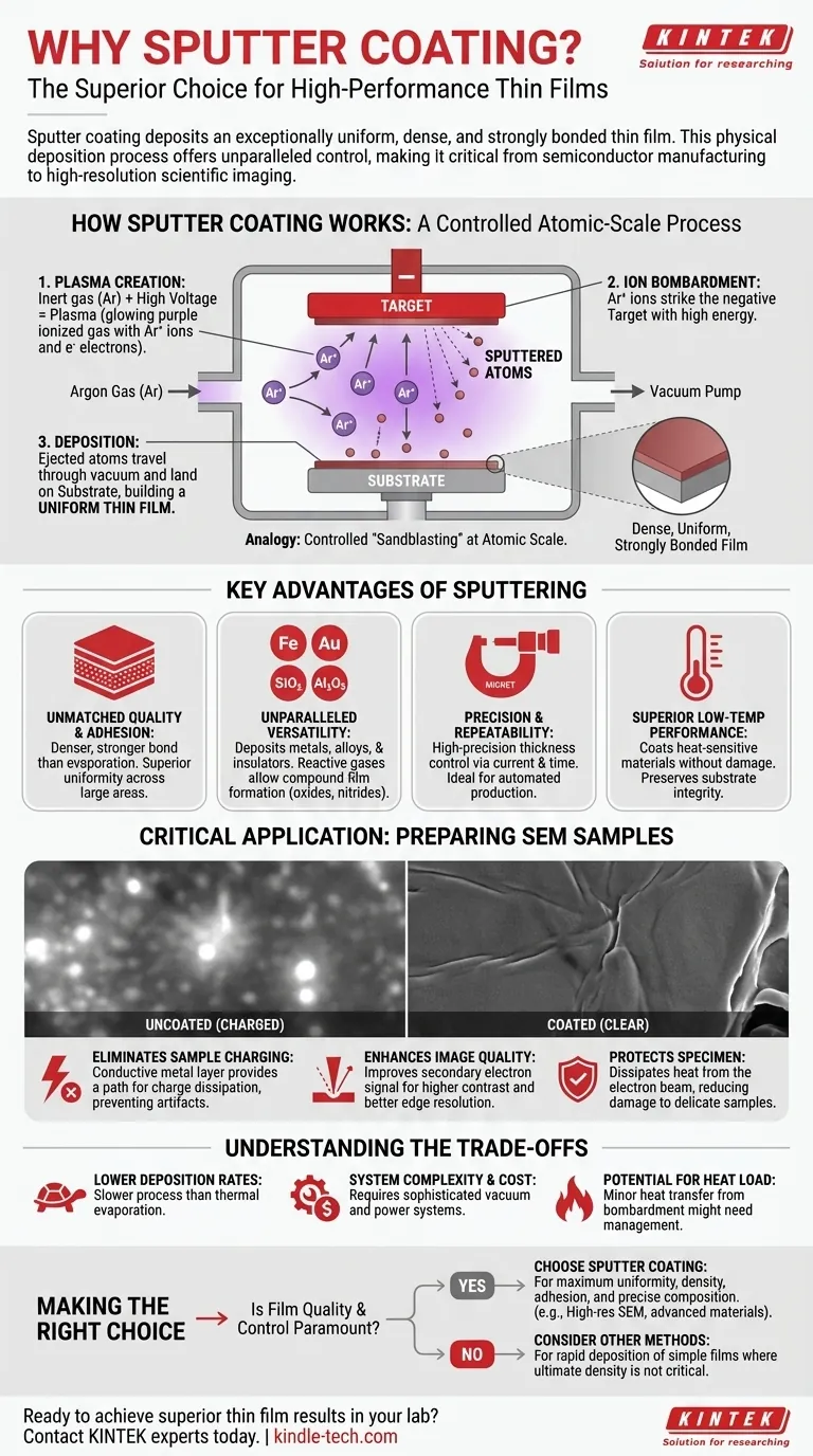 Pourquoi utilisons-nous le revêtement par pulvérisation cathodique ? Pour une uniformité et une adhérence de couche mince supérieures Guide Visuel