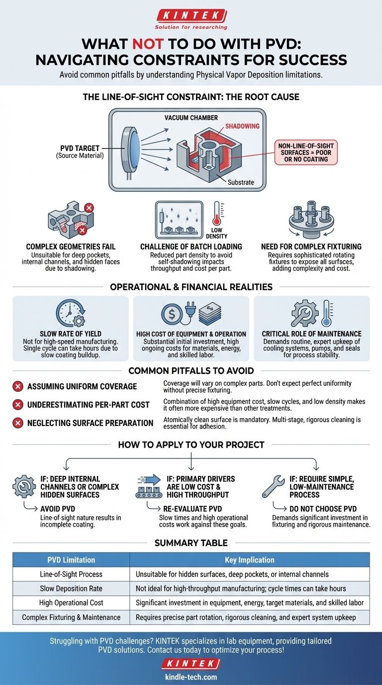Чего не следует делать при использовании PVD? Избегайте этих распространенных ошибок для достижения оптимальных результатов нанесения покрытий Визуальное руководство