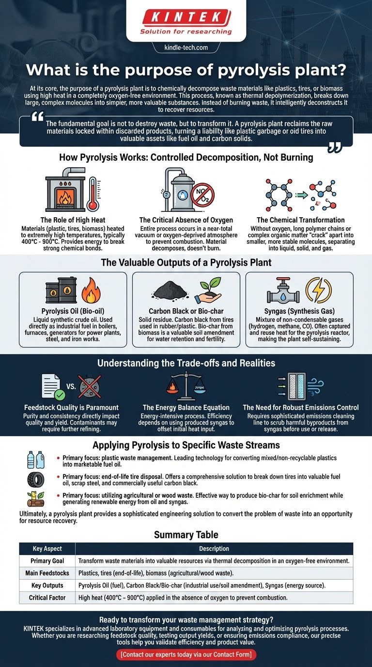 Qual è lo scopo di un impianto di pirolisi? Convertire i rifiuti in risorse preziose Guida Visiva