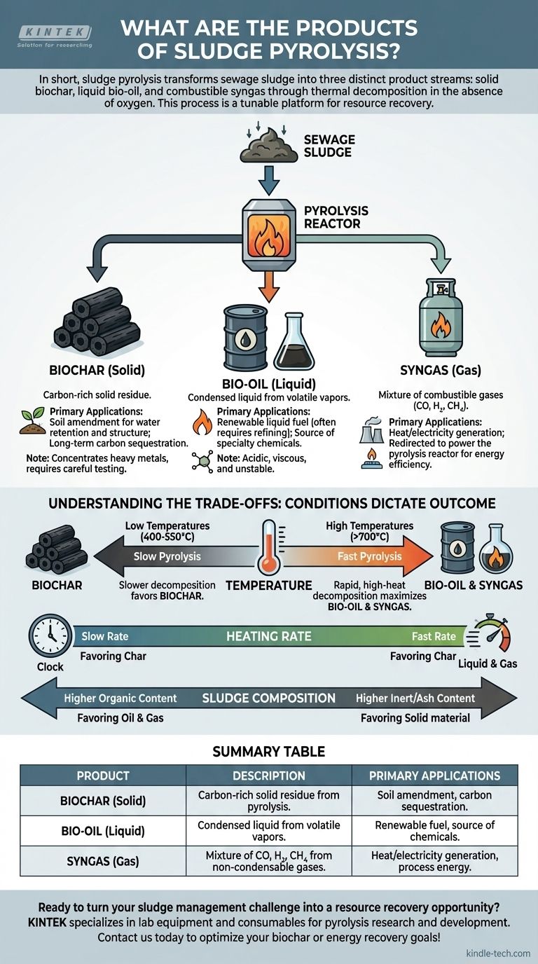 ¿Cuáles son los productos de la pirólisis de lodos? Transformar residuos en biocarbón, bioaceite y gas de síntesis Guía Visual