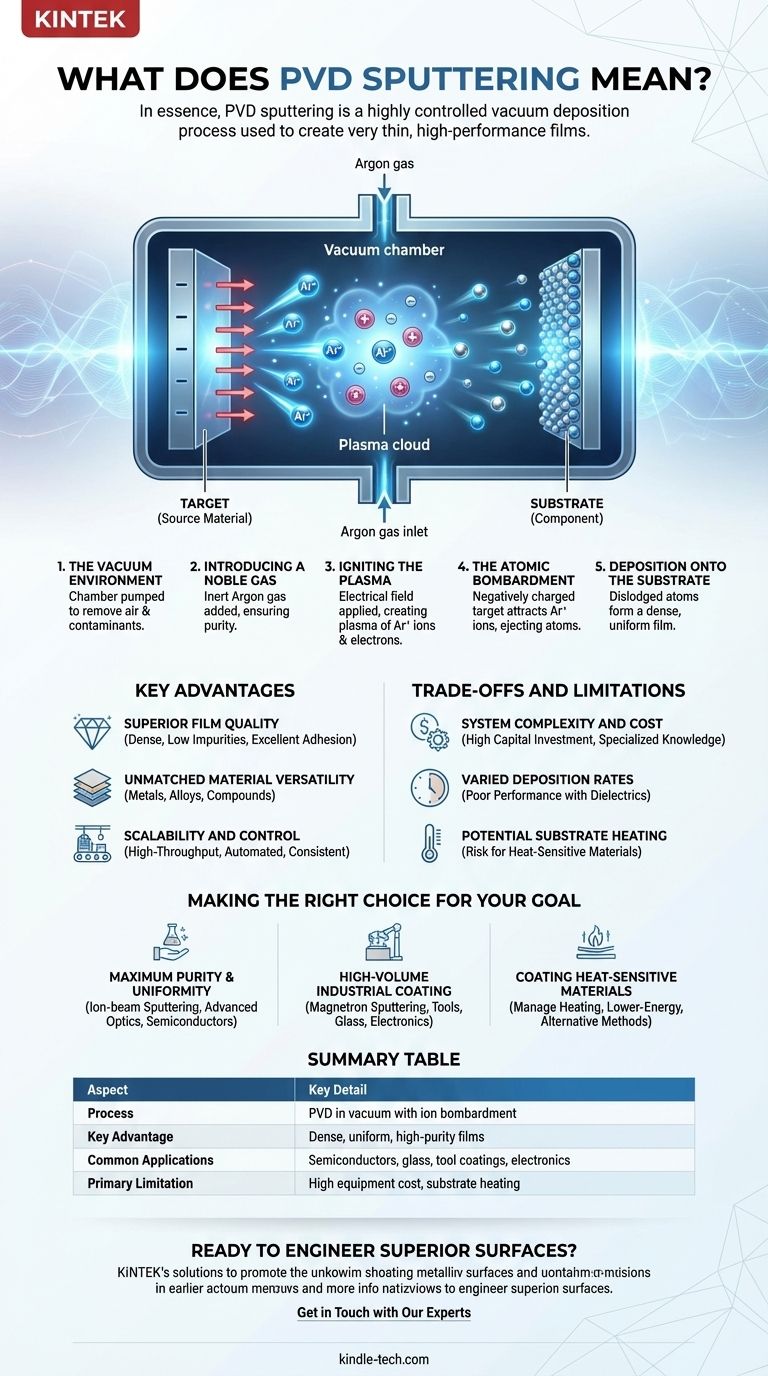 Que signifie le dépôt par pulvérisation PVD ? Un guide pour le dépôt de couches minces haute performance Guide Visuel