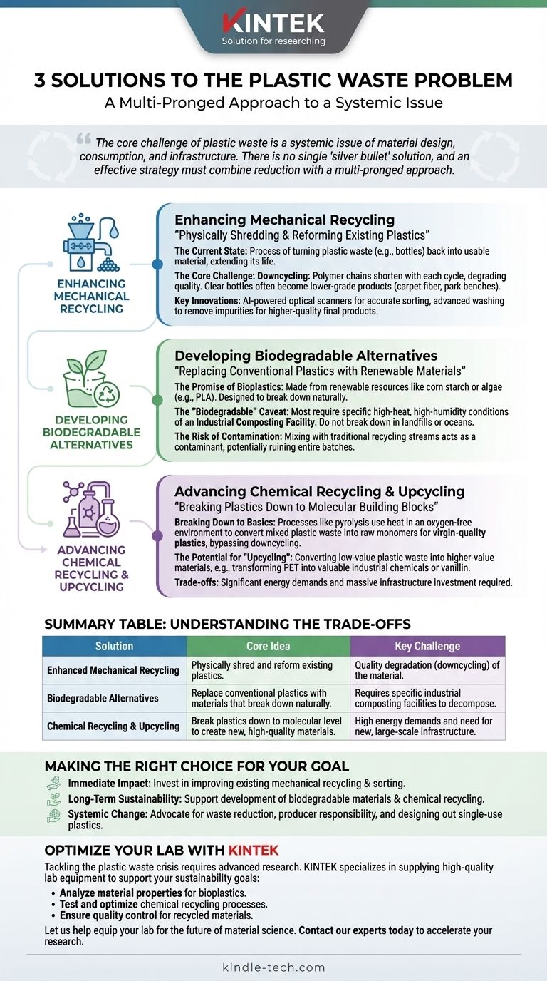 ¿Cuáles son tres posibles soluciones al problema de los residuos plásticos? Una guía para el reciclaje, los bioplásticos y el suprarreciclaje Guía Visual