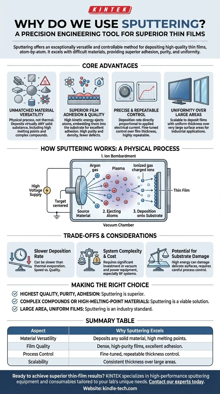 Warum verwenden wir Sputtern? Für hochwertige, gleichmäßige Dünnschichten auf jedem Material Visuelle Anleitung