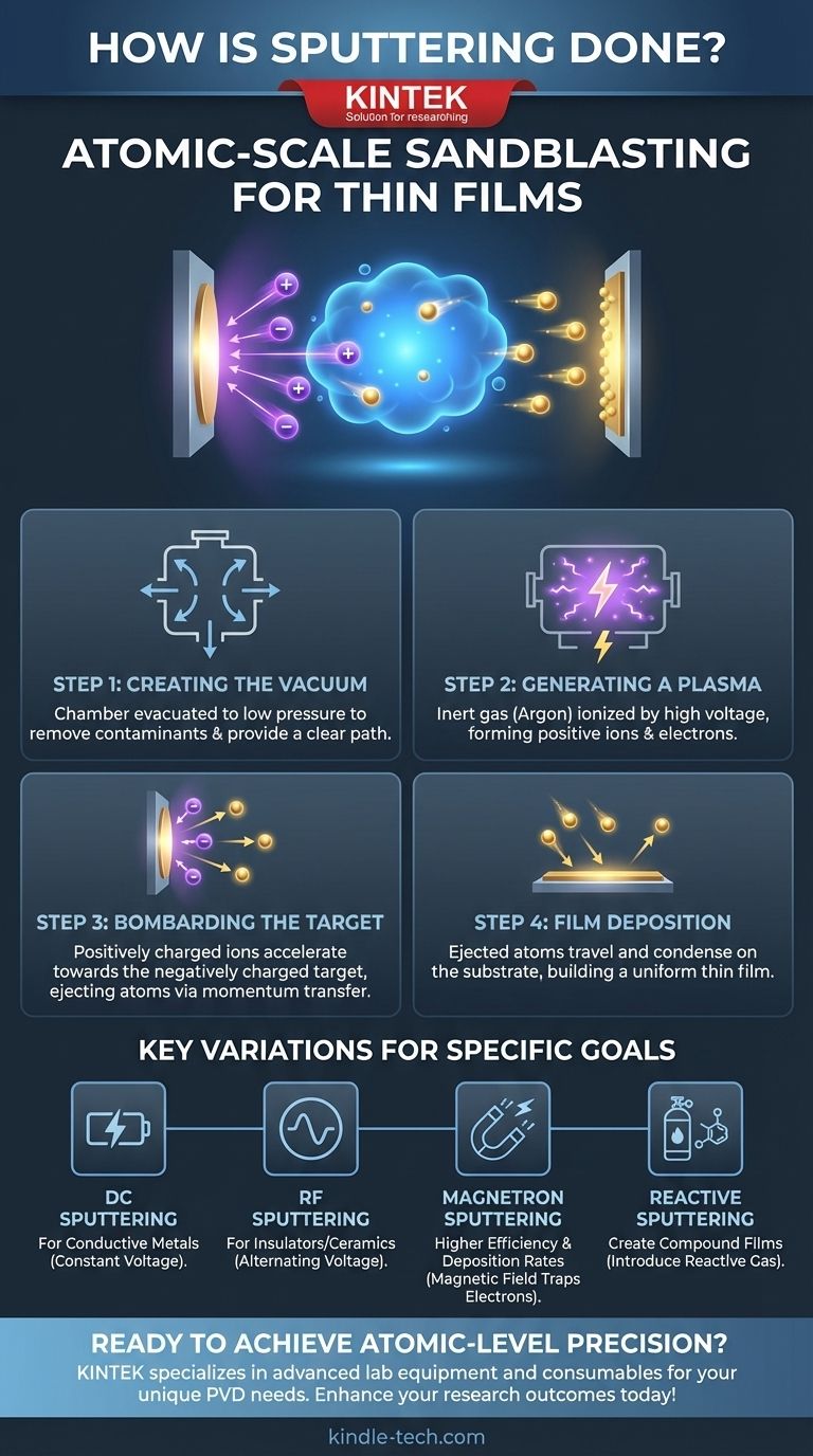 Wie funktioniert Sputtern? Eine Schritt-für-Schritt-Anleitung zur Dünnschichtabscheidung Visuelle Anleitung