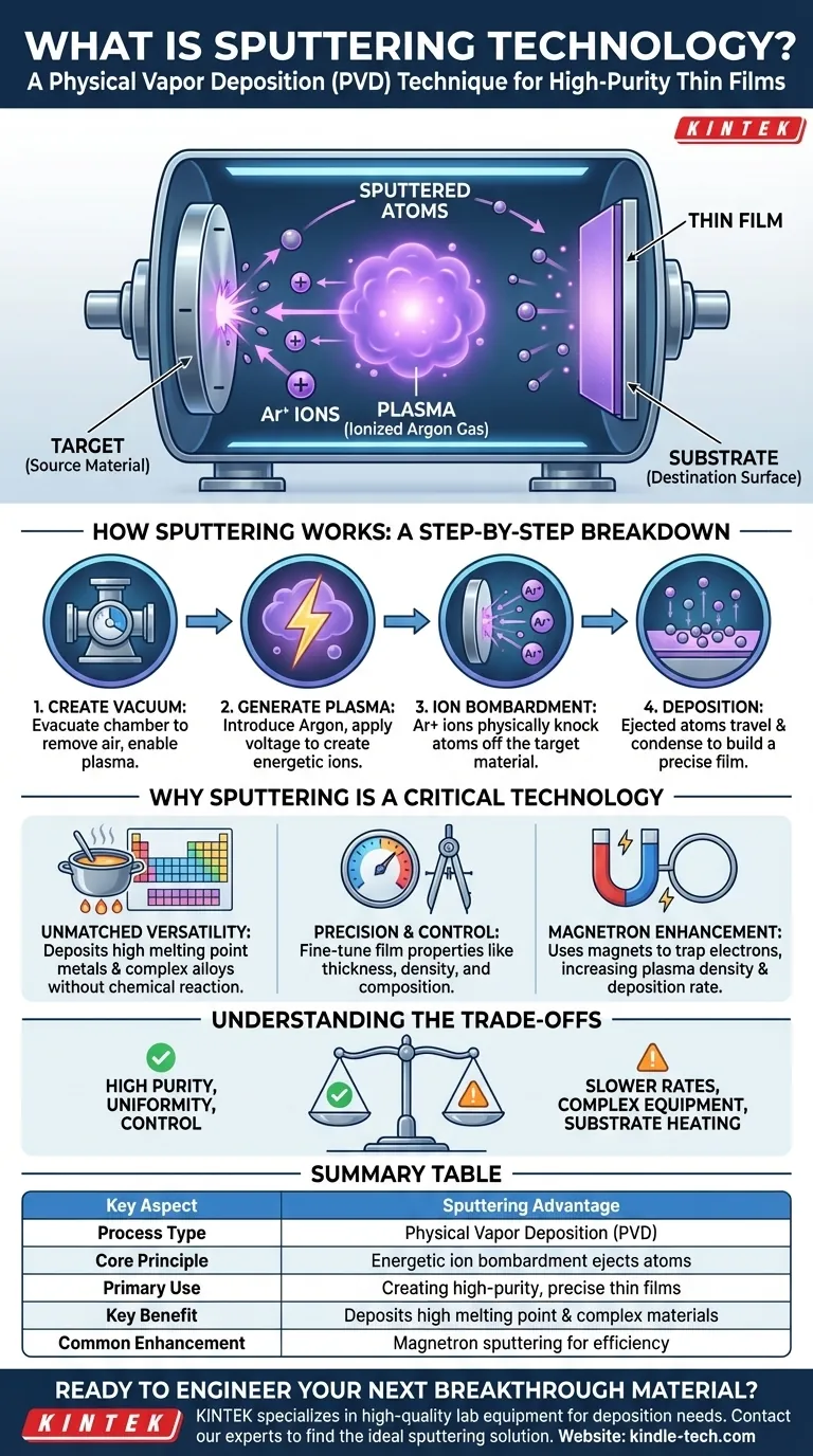 Qu'est-ce que la technologie de pulvérisation cathodique ? Un guide du dépôt de couches minces de précision Guide Visuel